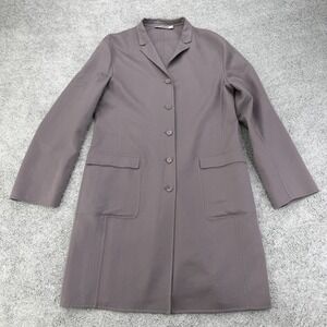 Jil Sander Coat Womens 42 Gray 100% Cashmere Made in Italy Long Button READ